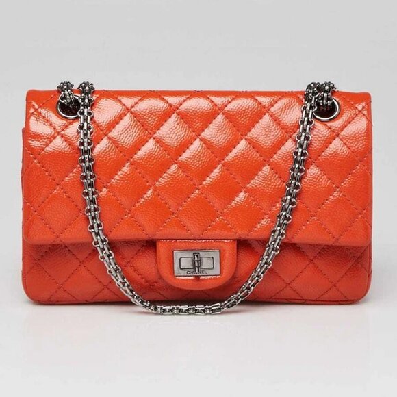 Chanel Orange 2.55 Reissue Quilted Patent Caviar Leather 225 Bag - Picture 1 of 11